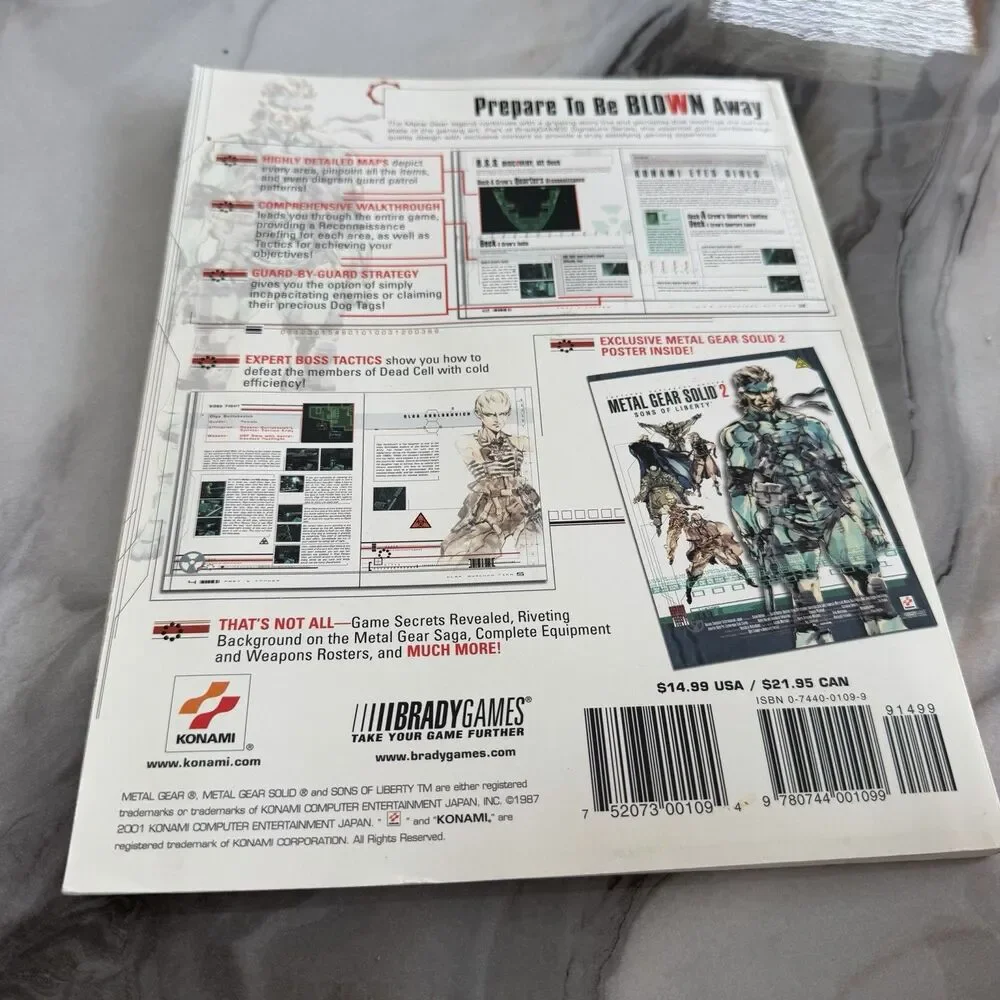 Metal Gear Solid 2 MGS2 Sons of Liberty Strategy Guide BradyGames PS2 W/Poster